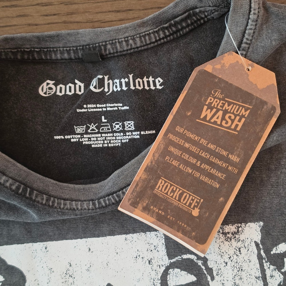 Good Charlotte Band T-Shirt Mens Large Charcoal Grey Mineral Wash NWT - Picture 3 of 5